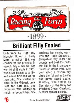 1993 Horse Star Daily Racing Form 100th Anniversary #6 Endurance by Right Back